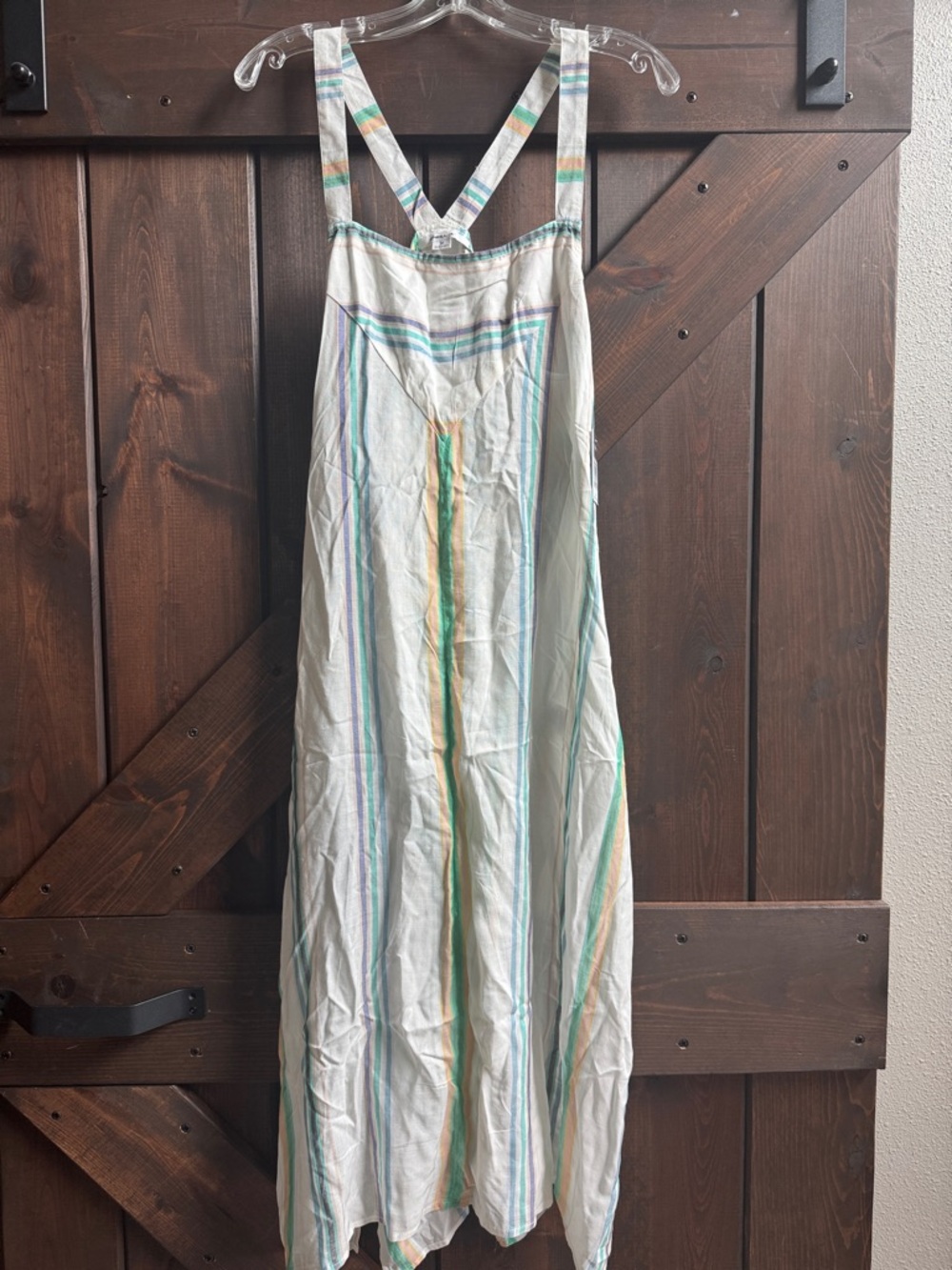 O'Neill White Maxi Dress with Green, Yellow and Purple Stripes